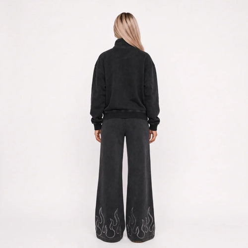 VB Flame Rhinestone Wide-Leg Pants