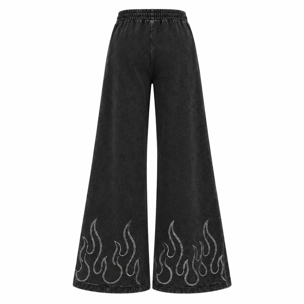 VB Flame Rhinestone Wide-Leg Pants